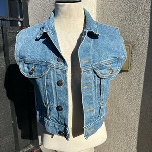 Billy blues vintage Light Wash Denim Vest with Button Front small